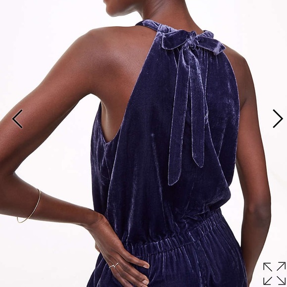 LOFT Blue Velvet Jumpsuit - Picture 3 of 3